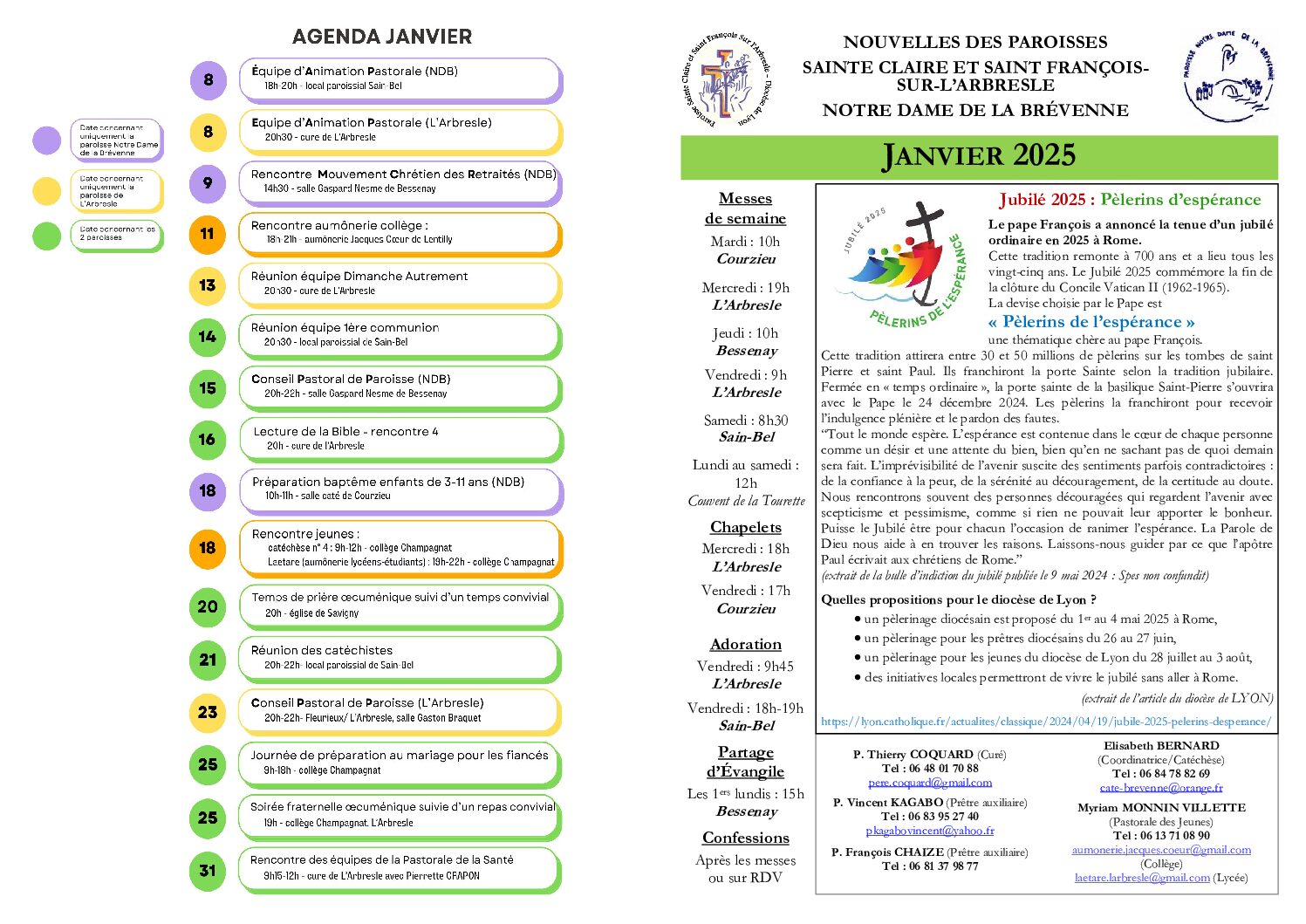 Feuille inter paroissiale – janvier 2025