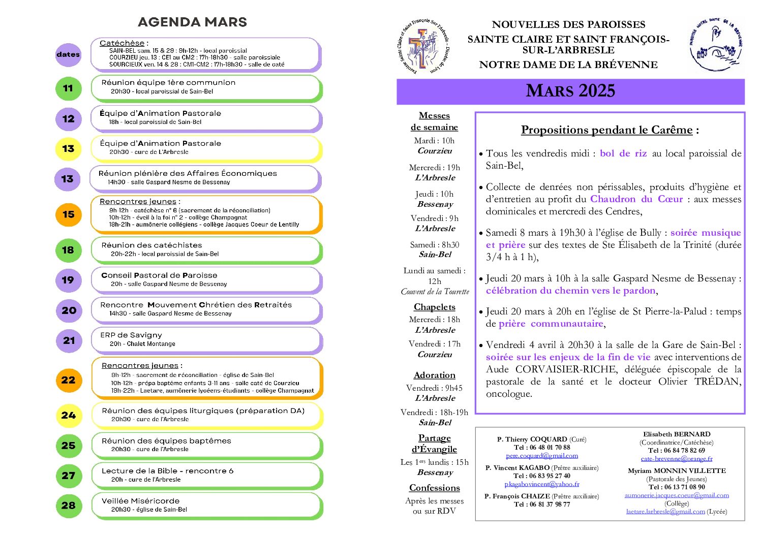 Feuille inter paroissiale – mars 2025